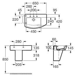 Фото Раковина 65 см Roca Hall (327620000) белый