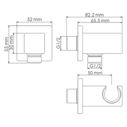 Фото Подключение шланга WasserKRAFT A184 с держателем для лейки, PVD-покрытие матовое золото