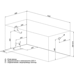Акриловая ванна 140x70 Aquanet (00203994), прямоугольная