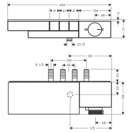 Фото Axor Edge 46141300 Термостат для душа, на 3 источника, комбин монтаж (внешняя часть), алмазн. огранк