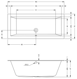 Фото Акриловая ванна 160x70 Riho (B138001005)