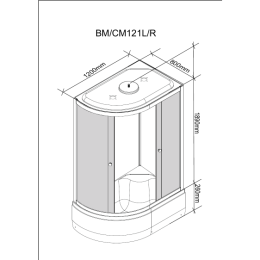Душевая кабина 120x80x215 Parly (BM121L) белый, Без гидромассажа, ABS-пластик, Поддон средний