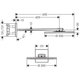 Axor ShowerSolution 35303000 Верхний душ, Ø 300мм, 2jet, с держателем 450мм, настенный монтаж, цвет: