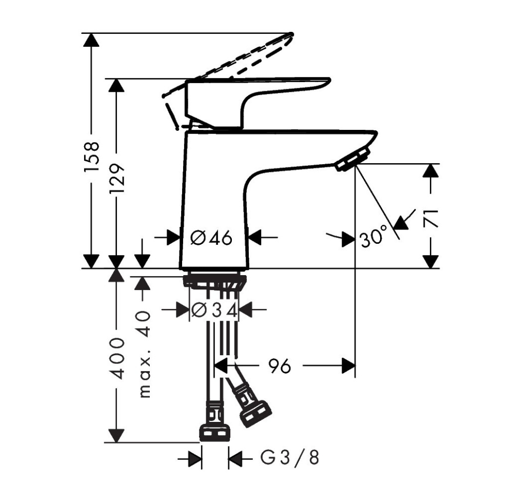 Смеситель для раковины 71704000 Hansgrohe Talis E (хром)