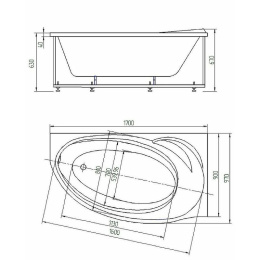 Акриловая ванна 170x97 Aquatek (BET170-0000099), асимметричная