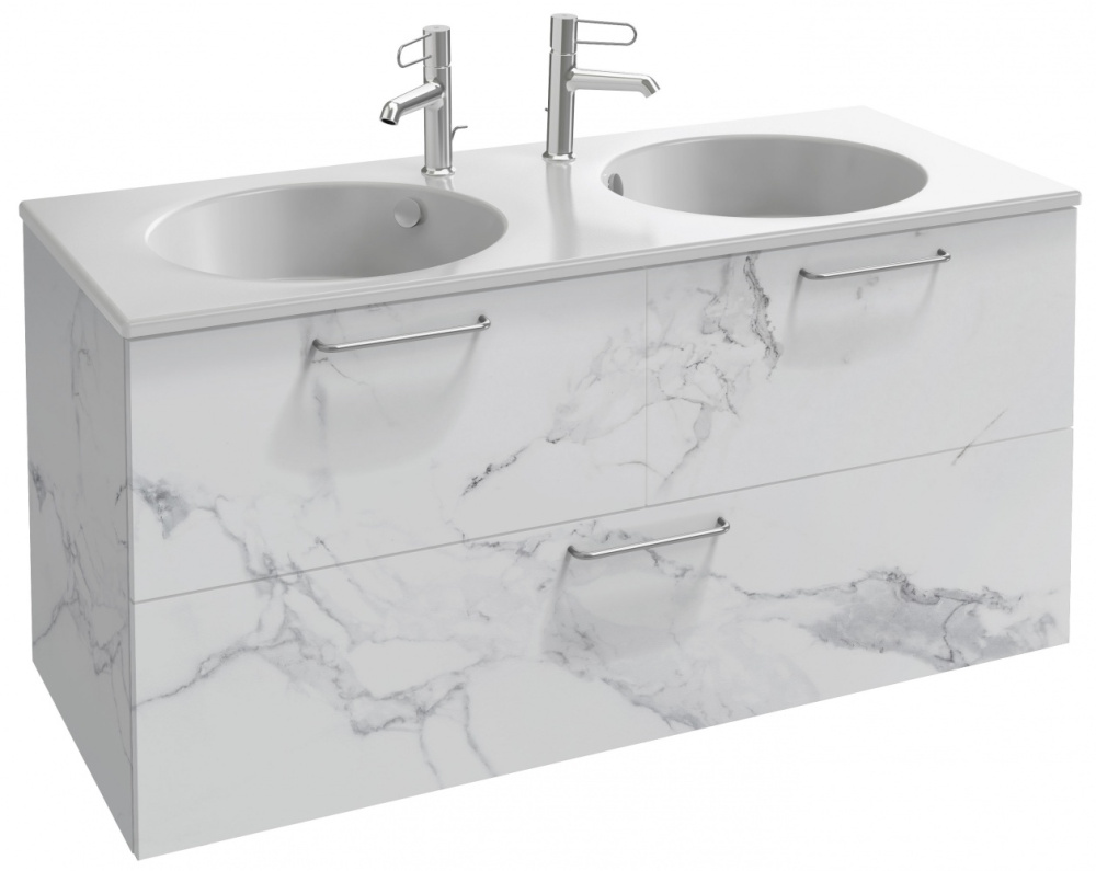 Тумба под раковину Jacob Delafon Odeon Rive Gauche 120 см, EB2545-R5-NR4, цвет белый мрамор, ручки х