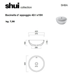 Cielo SHUI SHBA Раковина накладная на столешницу на 42 см (цвет: черный)