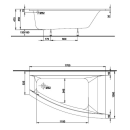 Акриловая ванна 170x105 KOLO (XWA0870000), асимметричная