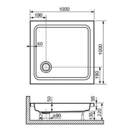 Душевой поддон RGW Acryl 16180188-11 квадратный