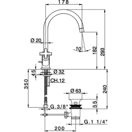 Смеситель для раковины Cisal Barcelona Quad BQ00152021, хром