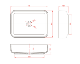 Фото Раковина Loreto lungo 495, Montebianco 12017