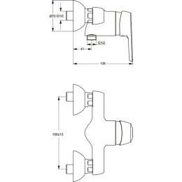 Смеситель Ideal Standard Cerasprint 2012 B9570AA для душа