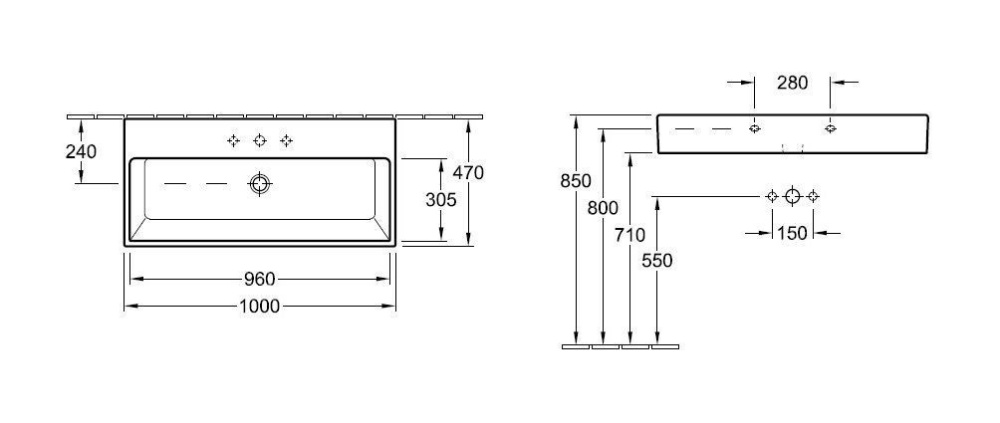 Раковина 5133A5R2 VILLEROY&BOCH Memento, 1000х470 мм