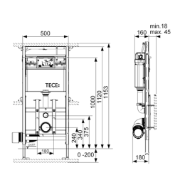Фото Инсталляция Tece Lux 200 9600200 для подвесного унитаза без панели смыва
