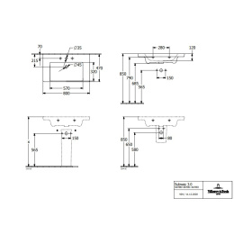 Раковина для мебели 80 см Villeroy&Boch  (4A708001)