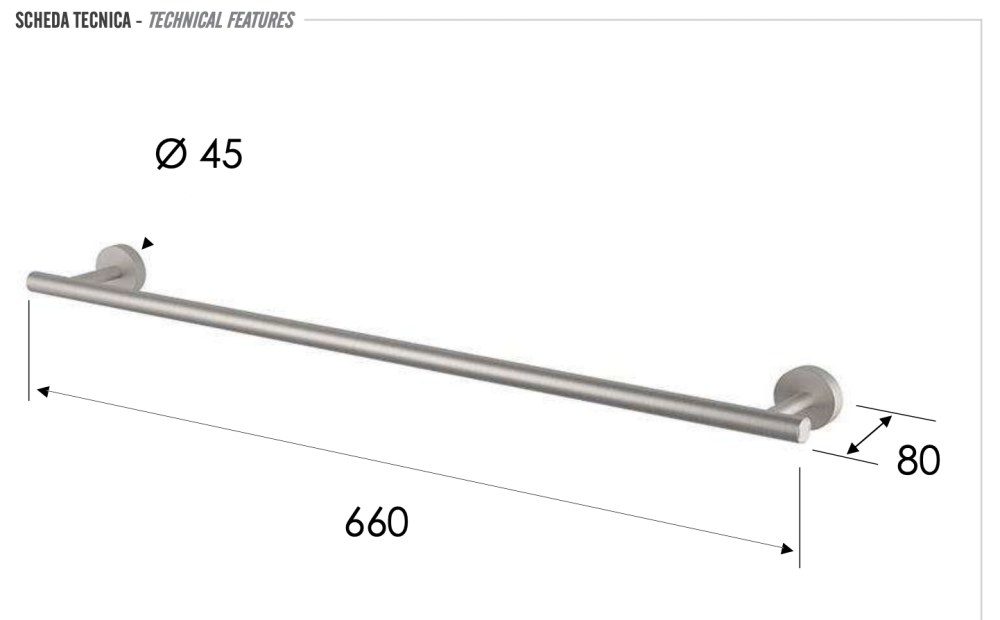 Фото Полотенцедержатель 66 см Remer INOX SSXI30, нержавеющая сталь