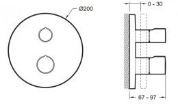 Фото Смеситель Jacob Delafon Modulo Round E98731-CP для душа термостатический, на 2 выхода