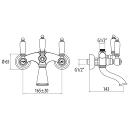 Смеситель для ванны 1300613COcr Vivaldi Lever GATTONI