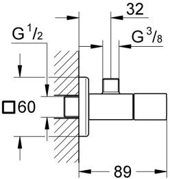 Фото Grohe Eurocube 22012000 Вентиль, запорный угловой