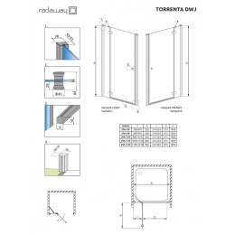 Элемент душевой двери Radaway Torrenta DWJS 140 L профиль Хром стекло прозрачное 320612-01-01L