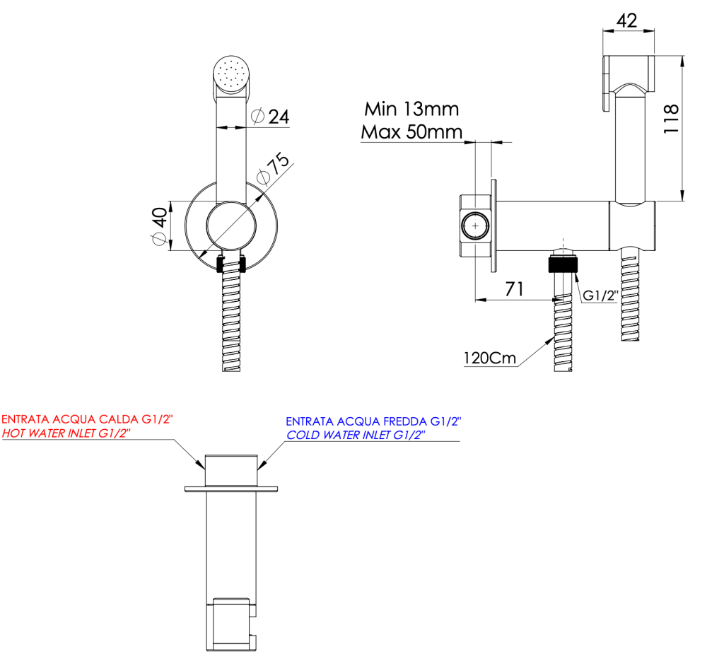 Фото Гигиенический душ Daniel Tokyo TX647P4DCCR со смесителем, Хром