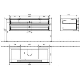 Тумба навесная под раковину A58310DJ VILLEROY&BOCH BELLE 1350 x 420 x 540 мм