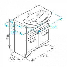 Тумба с раковиной Milardo Victoria 55 напольная белая (VIC55W0M95K)