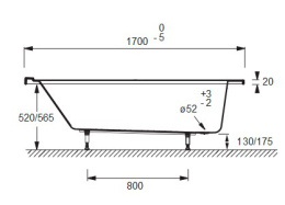Акриловая ванна 170x80 Jacob Delafon (E6139L-00), прямоугольная