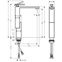 Axor Edge 46030990 Смеситель для раковины 280 на 1 отв., с push/open донным клапаном, излив 180мм, ц
