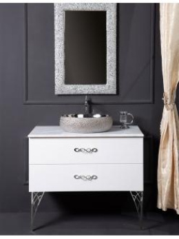 Фото Зеркало WIND,  пескоструйное напыление ручной работы на раме из массива дерева, цвет серебро