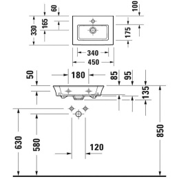 Раковина для мебели 45*33 Duravit White Tulip 0737450041 (белый)