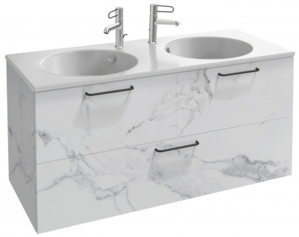 Тумба под раковину Jacob Delafon Odeon Rive Gauche 120 см, EB2545-R9-NR4, цвет белый мрамор, ручки ч