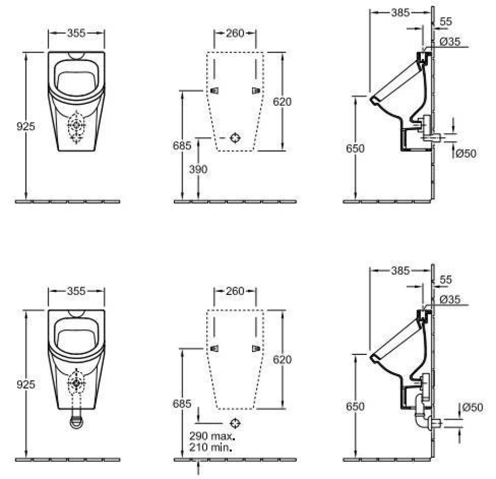 Villeroy&Boch Omnia Architectura 557300R1 Писсуар подвесной (альпийский белый)