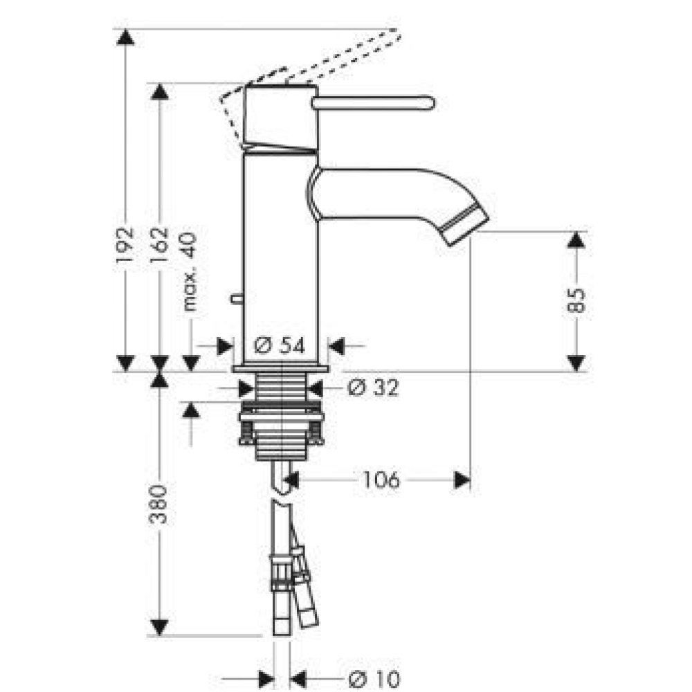 Фото Axor Uno 38020000 Смеситель для раковины (хром)