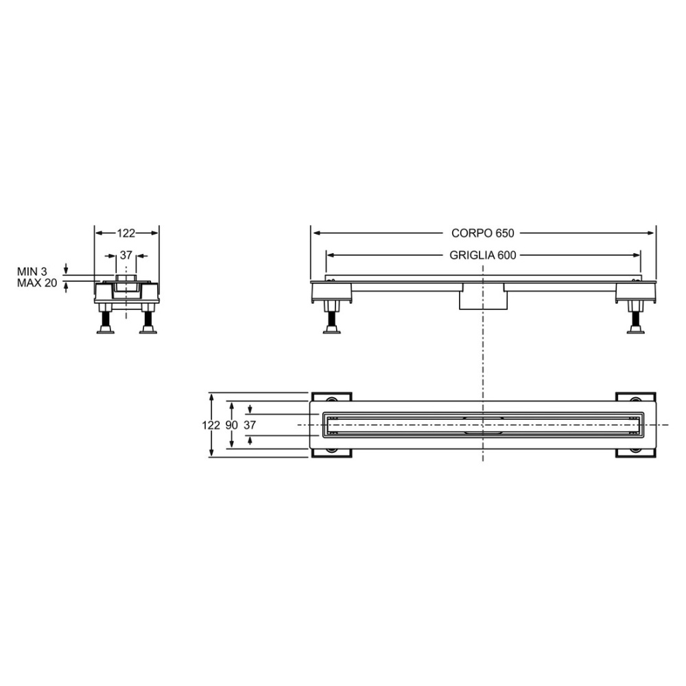 Душевой лоток Bonomini CANALISSIMA (6825WX60SWZ) черный