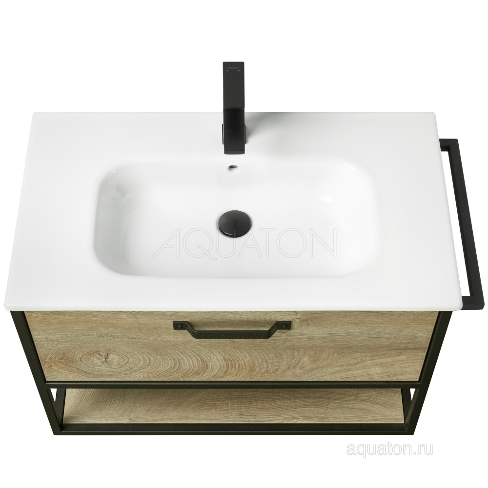 Фото Тумба под раковину Aquaton Лофт Фабрик 80 дуб эндгрейн 1A242401LTDU0