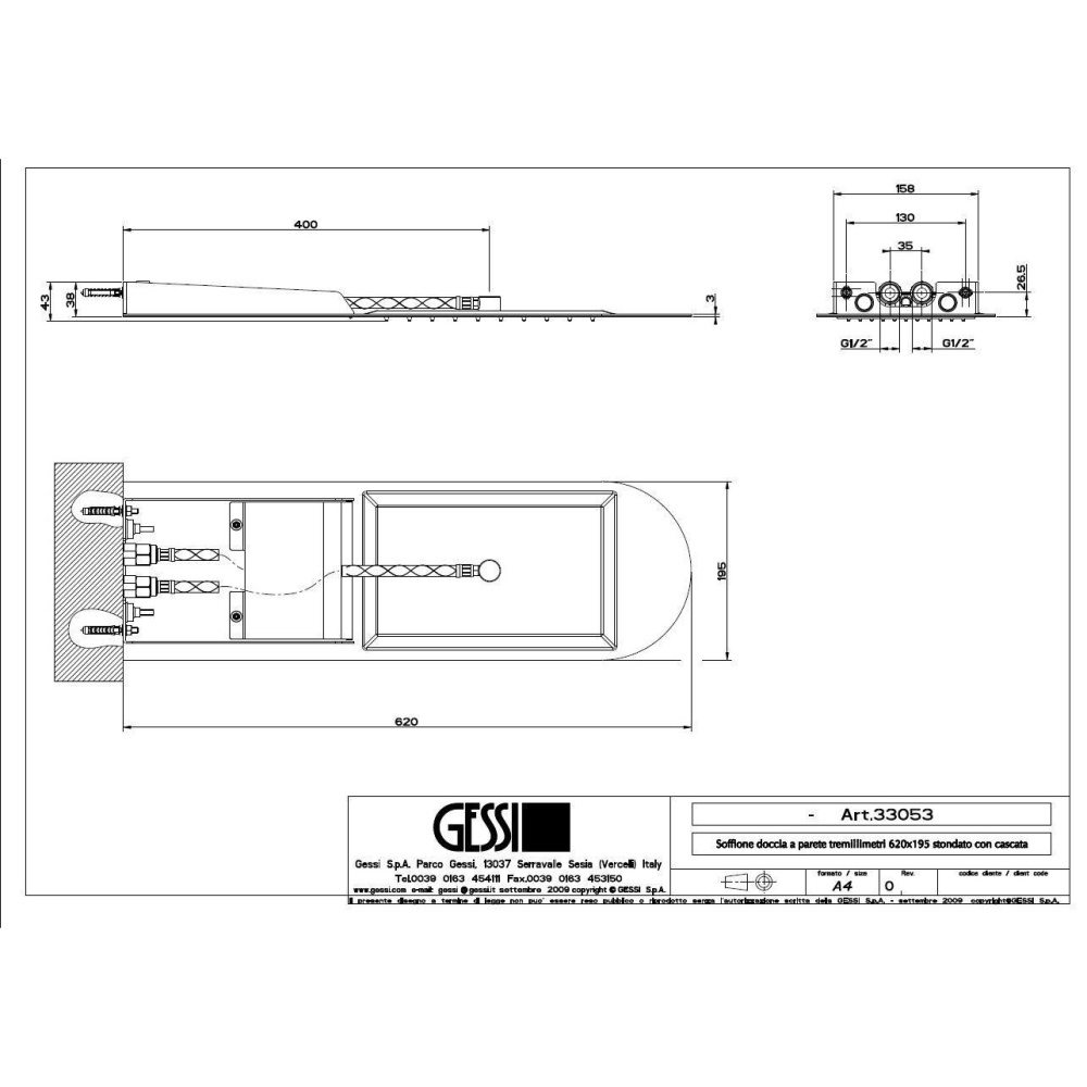 Душевая система Gessi Tremillimetri Tondo (33053#238) сталь