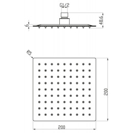 Верхний душ BelBagno Carin BB-SLD2C-200-CRM, 20x20 см, 1 режим струи, без держателя