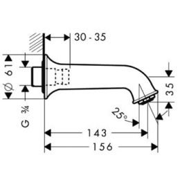 Излив на ванну 14148000 Hansgrohe Talis Classic