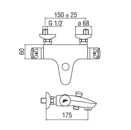 NOBILI Thermo TE30110/TNCR - Термостатический смеситель для ванны (хром)