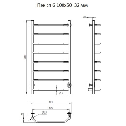 Полотенцесушитель Тругор  Пэк сп 6 100х50 32 мм (Пэк сп 6/10050 32)