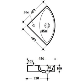 Kerasan Cento 354101 Раковина угловая на 45 см