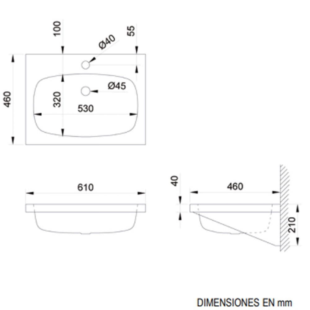 Фото Раковина Nofer 13033.S антивандальная с 2 отверстиями