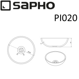 Sapho Priori PI020 Керамическая раковина-чаша MOON PRIORI на столешницу, синий/серый