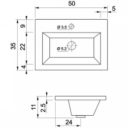 Раковина 50 см Aquanet Нота (00284237) Прямоугольная
