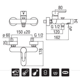 Nobili ABC AB87110/1CR Смеситель для ванны (хром)