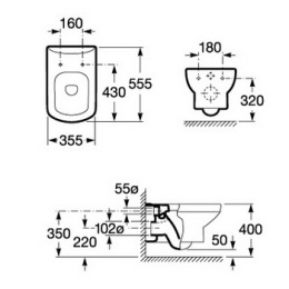 Инсталляция Tece с унитазом Roca Dama Senso 346517000, сиденье микролифт K400600/7.3465.1.700.0/Z.RU