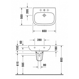 Раковина 65 см Duravit D-Code 23106500002, белый