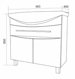 1Marka У94493 Тумба Lina New 85Н 1в.я 2д Белый глянец