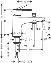 Смеситель для ванны и душа Hansgrohe Vernis (71444000) хром